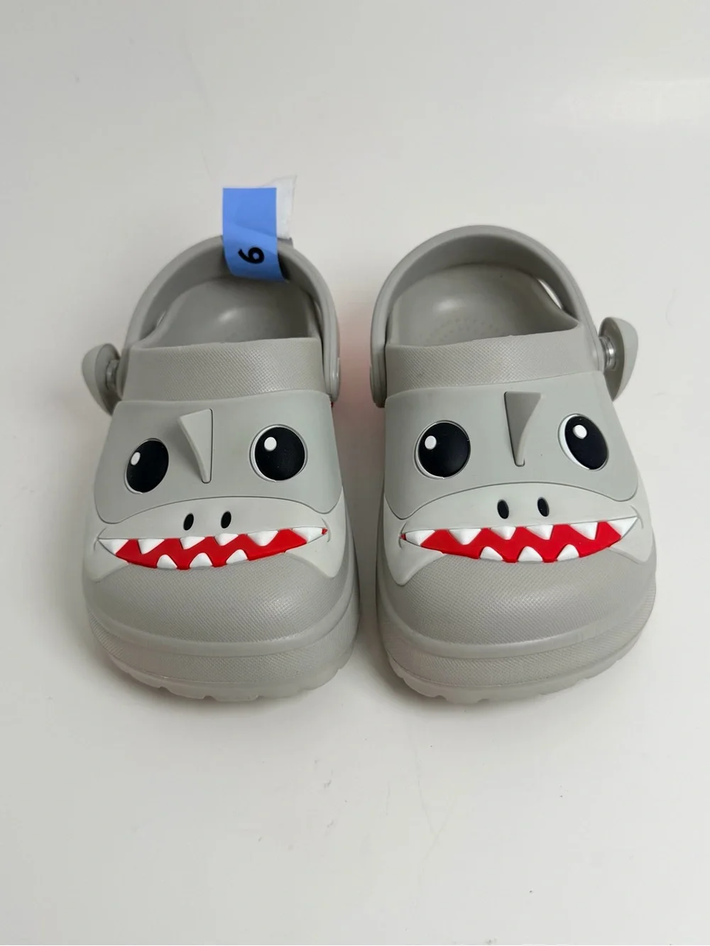 Kids Shark Water Clogs in Light Gray - Playful Shark Face